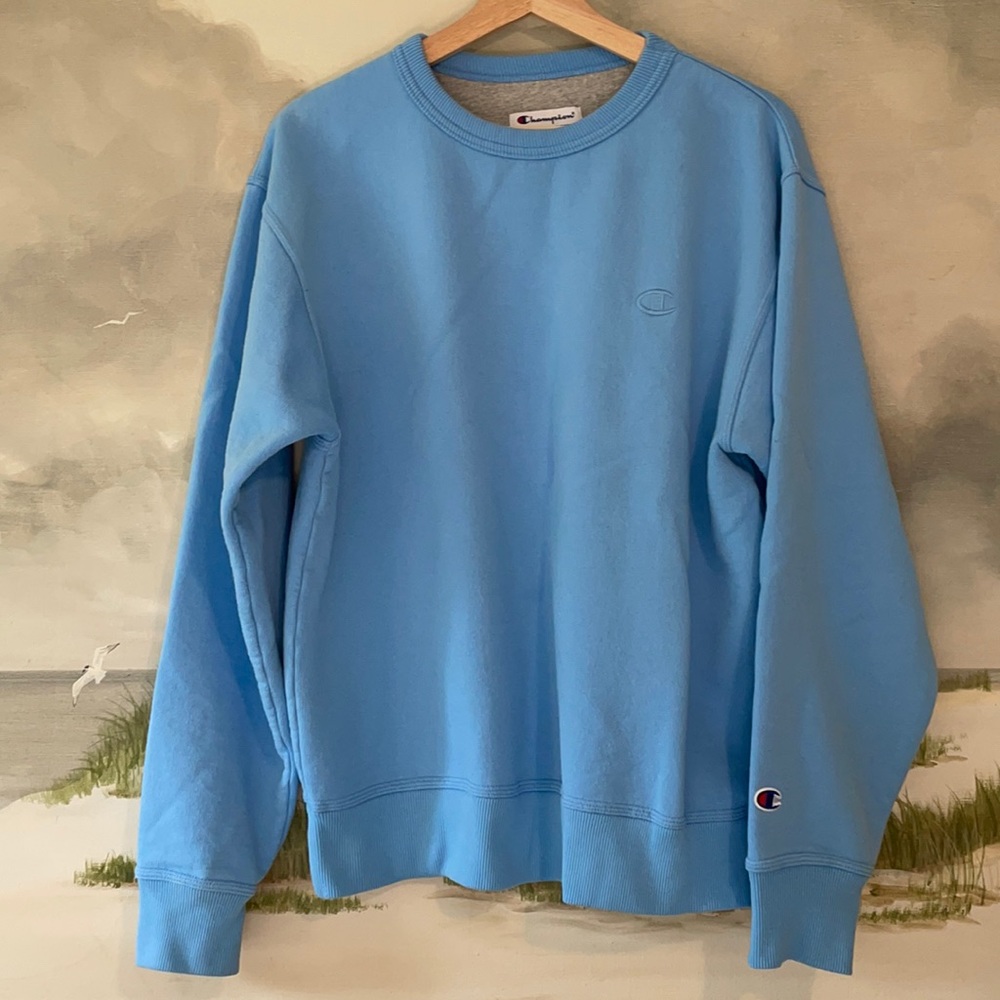 Champion Powerblend Fleece Crew Sweatshirt- Blue M